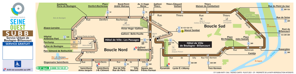 Tracé de la ligne de Bus SUBB S